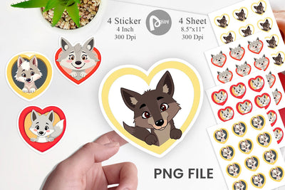 Sticker Heart Wolf Sublimation artnoy 