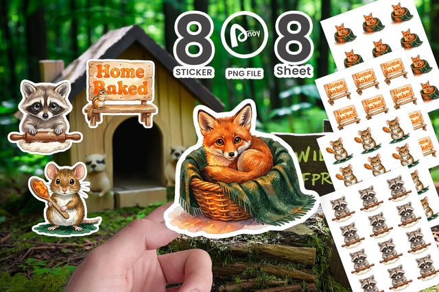 Sticker Hearthfire Kitchen Animal Watercolor Sublimation artnoy 