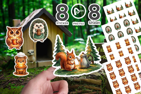 Sticker Hearthfire Kitchen Animal Watercolor Sublimation artnoy 