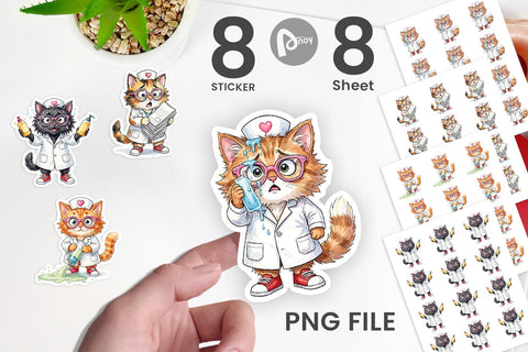 Sticker Heatwave Feline Nurse Chaos Sublimation artnoy 