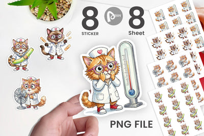 Sticker Heatwave Feline Nurse Chaos Sublimation artnoy 