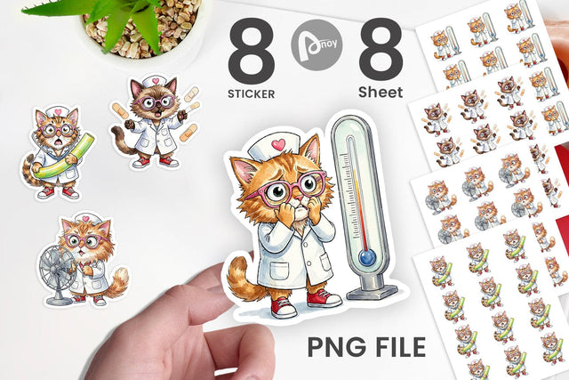Sticker Heatwave Feline Nurse Chaos Sublimation artnoy 