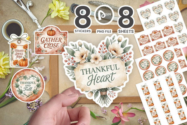 Sticker Heirloom Pumpkin Gratitude Seals SVG artnoy 