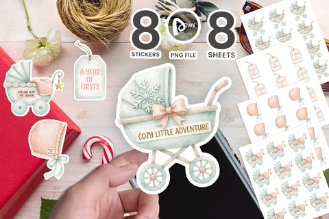 Sticker Holiday Nursery Icons & Gentle Joy Notes SVG artnoy 