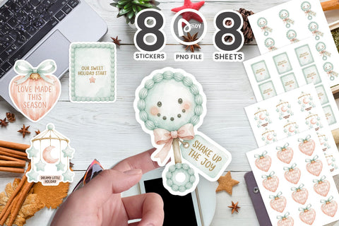 Sticker Holiday Nursery Icons & Gentle Joy Notes SVG artnoy 
