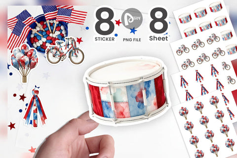 Sticker Holiday Parade Patchwork Watercolor Sublimation artnoy 