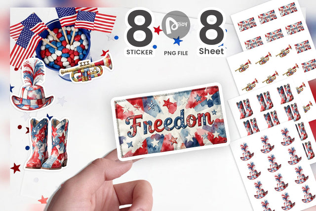 Sticker Holiday Parade Patchwork Watercolor Sublimation artnoy 