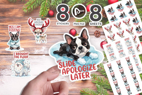 Sticker Holiday Reindeer Antler Zoomie Dogs SVG artnoy 