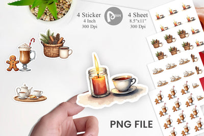 Sticker Hygge Home Comforts Watercolor Sublimation artnoy 