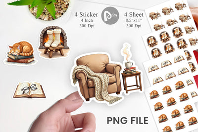 Sticker Hygge Reading Nook Sublimation artnoy 