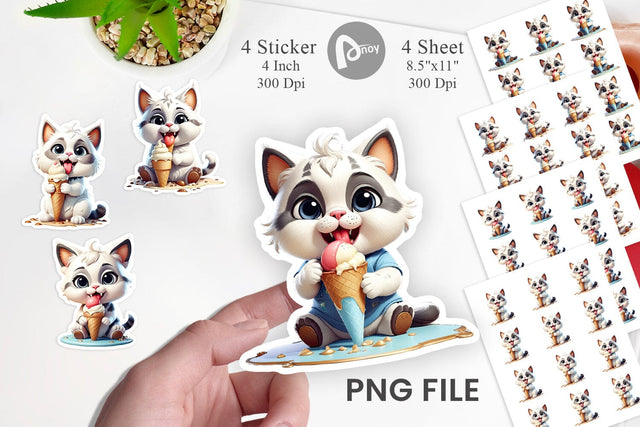 Sticker Ice Cream Cat Sublimation artnoy 
