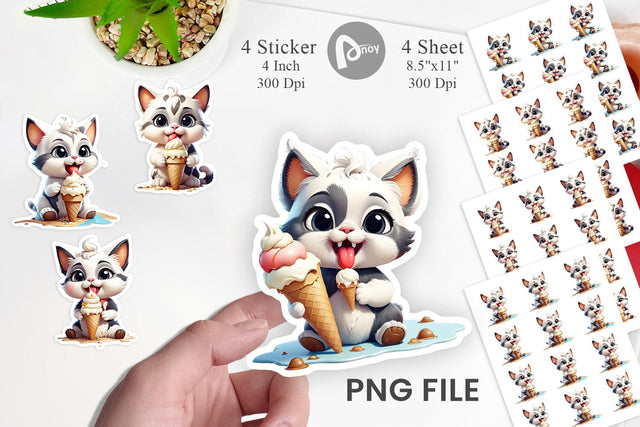 Sticker Ice Cream Cat Sublimation artnoy 