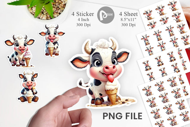 Sticker Ice Cream Cow Sublimation artnoy 