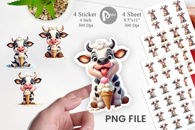 Sticker Ice Cream Cow Sublimation artnoy 