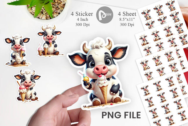 Sticker Ice Cream Cow Sublimation artnoy 