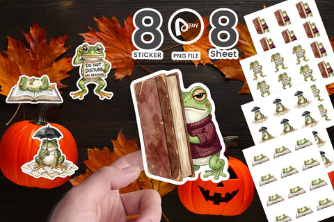 Sticker Introvert Frog Dark Academia Watercolor Sublimation artnoy 