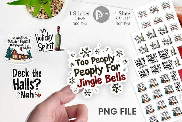 Sticker Introvert's Grumpy Christmas Sublimation artnoy 