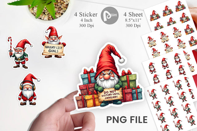 Sticker Jingle Hell: Cynical Christmas Gnome Sublimation artnoy 