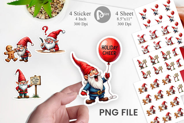 Sticker Jingle Hell: Cynical Christmas Gnome Sublimation artnoy 
