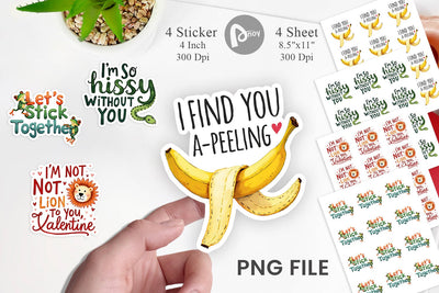 Sticker Jungle Giggles Funny Animal Valentine Puns Sublimation artnoy 