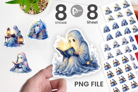 Sticker Late Night Starry Reader Sublimation artnoy 