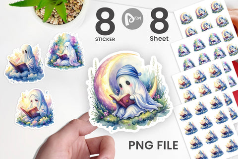 Sticker Late Night Starry Reader Sublimation artnoy 