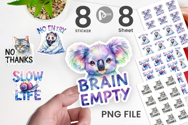 Sticker Lazy Cute Animals Sublimation artnoy 