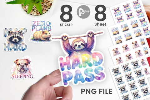 Sticker Lazy Cute Animals Sublimation artnoy 