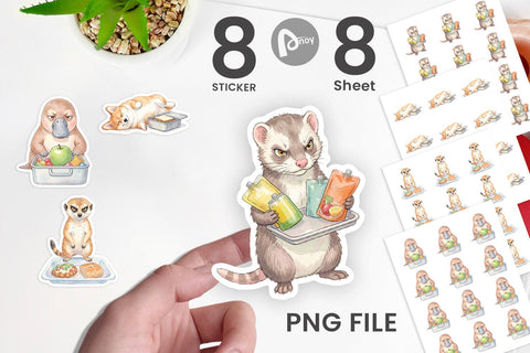 Sticker Lazy Lunch Hour School Animal Sublimation artnoy 