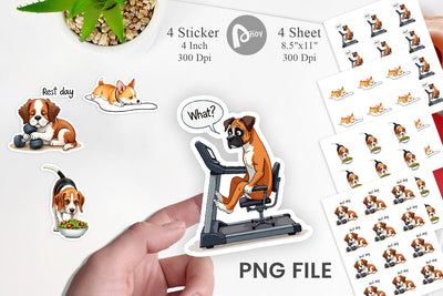 Sticker Lazy & Proud Anti-Fitness Dog Sublimation artnoy 