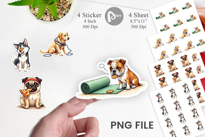 Sticker Lazy & Proud Anti-Fitness Dog Sublimation artnoy 