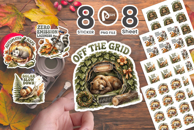 Sticker Lazy Solarpunk Autumn Sloth Moods Quote Sublimation artnoy 