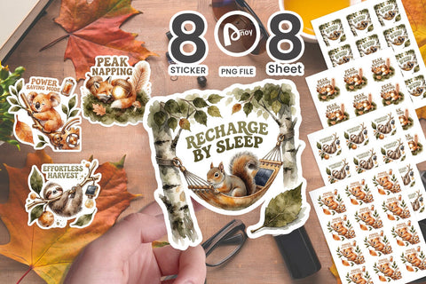 Sticker Lazy Solarpunk Autumn Sloth Moods Quote Sublimation artnoy 
