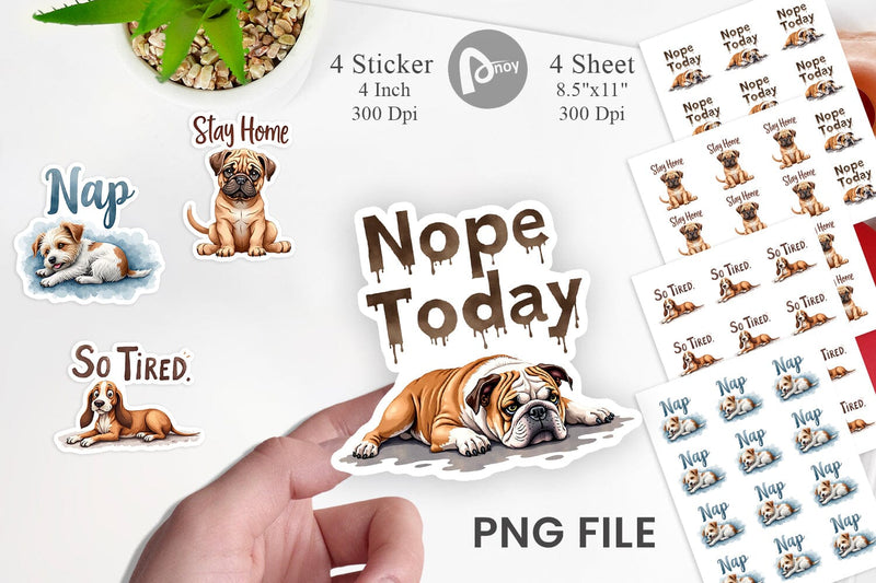 Sticker Lazy Vibes Ugly Cute Dog Watercolor Quotes Sublimation artnoy 