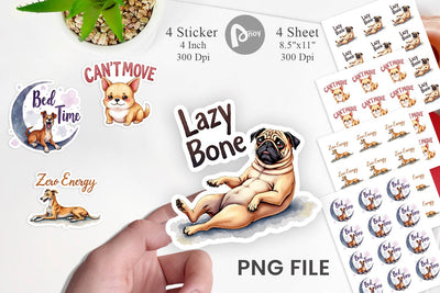 Sticker Lazy Vibes Ugly Cute Dog Watercolor Quotes Sublimation artnoy 