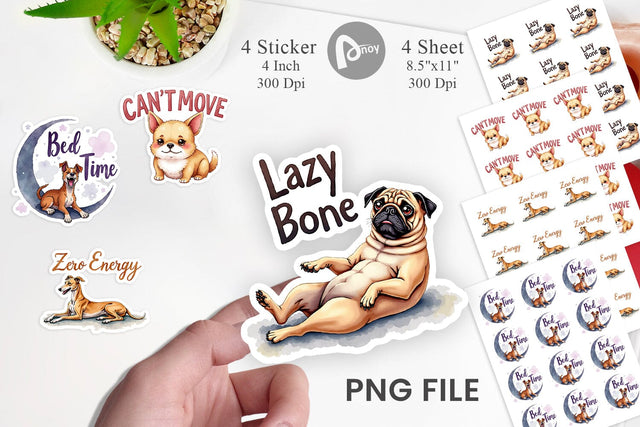 Sticker Lazy Vibes Ugly Cute Dog Watercolor Quotes Sublimation artnoy 