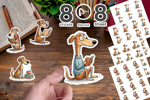Sticker Literary Loungers Dog Watercolor Sublimation artnoy 