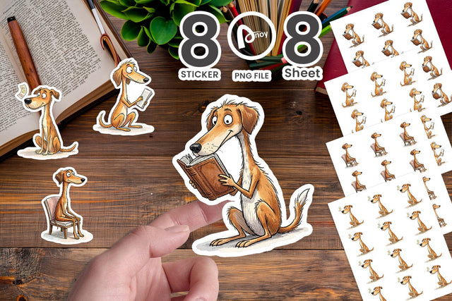 Sticker Literary Loungers Dog Watercolor Sublimation artnoy 