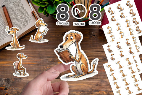 Sticker Literary Loungers Dog Watercolor Sublimation artnoy 