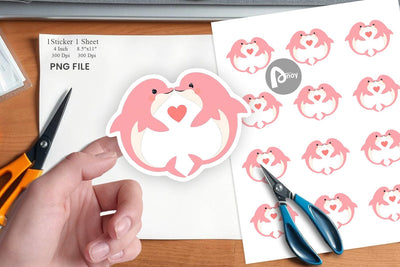 Sticker Love Dolphin Sublimation artnoy 