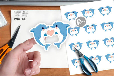Sticker Love Dolphin Sublimation artnoy 