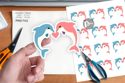 Sticker Love Dolphin Sublimation artnoy 