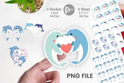 Sticker Love Dolphin Sublimation artnoy 