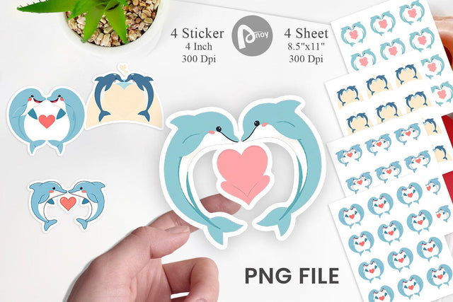 Sticker Love Dolphin Sublimation artnoy 