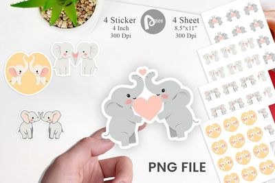 Sticker Love Elephant Sublimation artnoy 