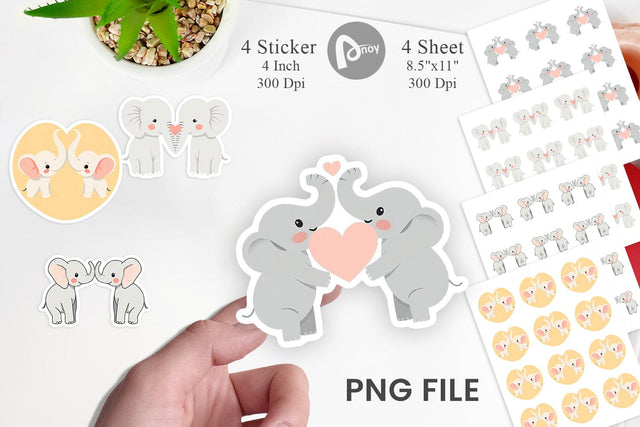Sticker Love Elephant Sublimation artnoy 