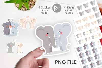 Sticker Love Elephant Sublimation artnoy 