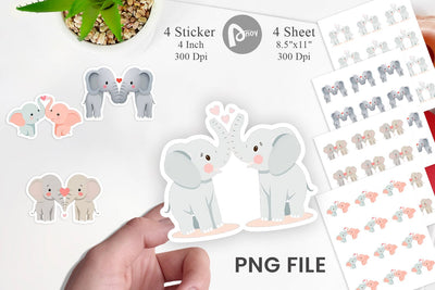 Sticker Love Elephant Sublimation artnoy 