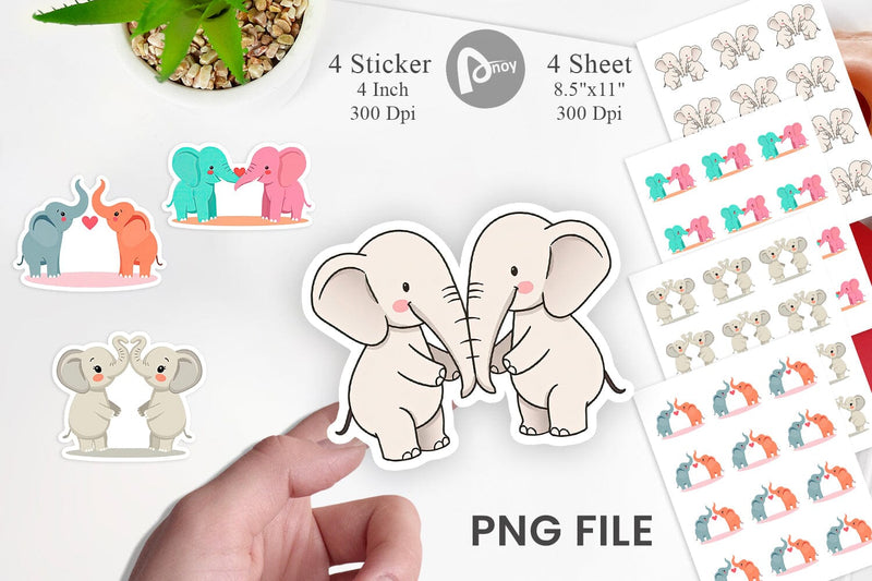 Sticker Love Elephant Sublimation artnoy 