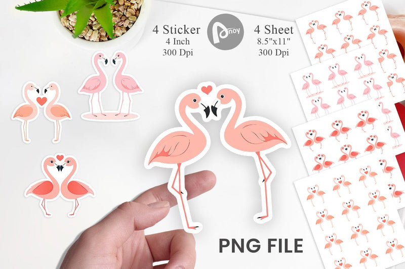 Sticker Love Flamingo Sublimation artnoy 